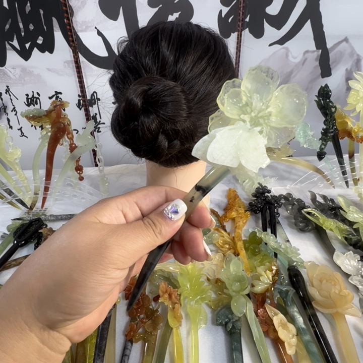 定制蛇纹石玉恸***毛货发饰