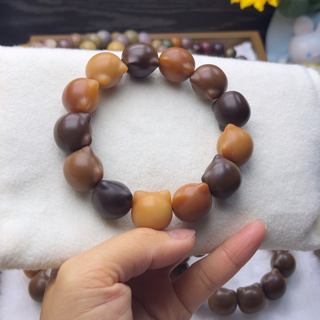 ღ***࿐菩提根/象牙果吊坠猫头干磨18*20mm通货