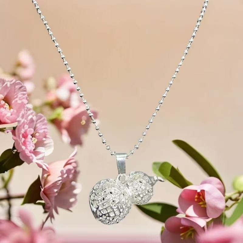 链子足银 珠珠链时尚潮流如意经典百搭项链送镂空葫芦吊坠