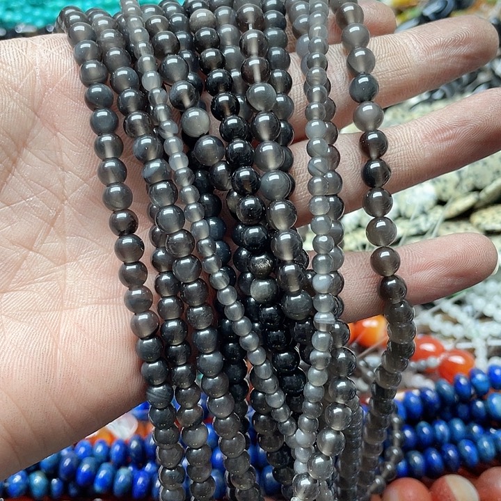 玛瑙/玉髓珠宝半成品未镶嵌一条4-7mm冰耀