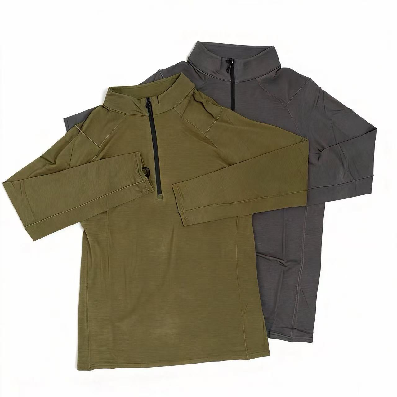 Sweet DD男士双色半拉链薄款运动速干亲肤打底长袖T恤