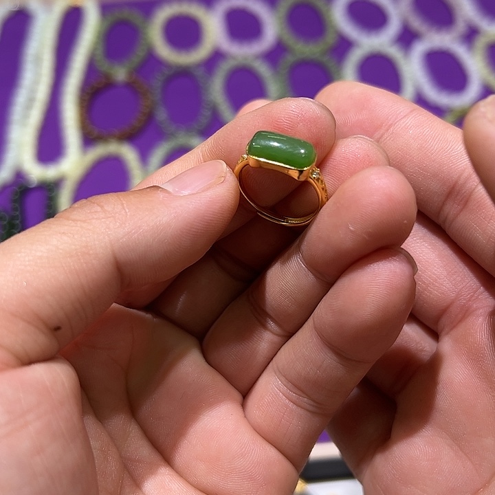 和田玉银S925镶嵌戒指