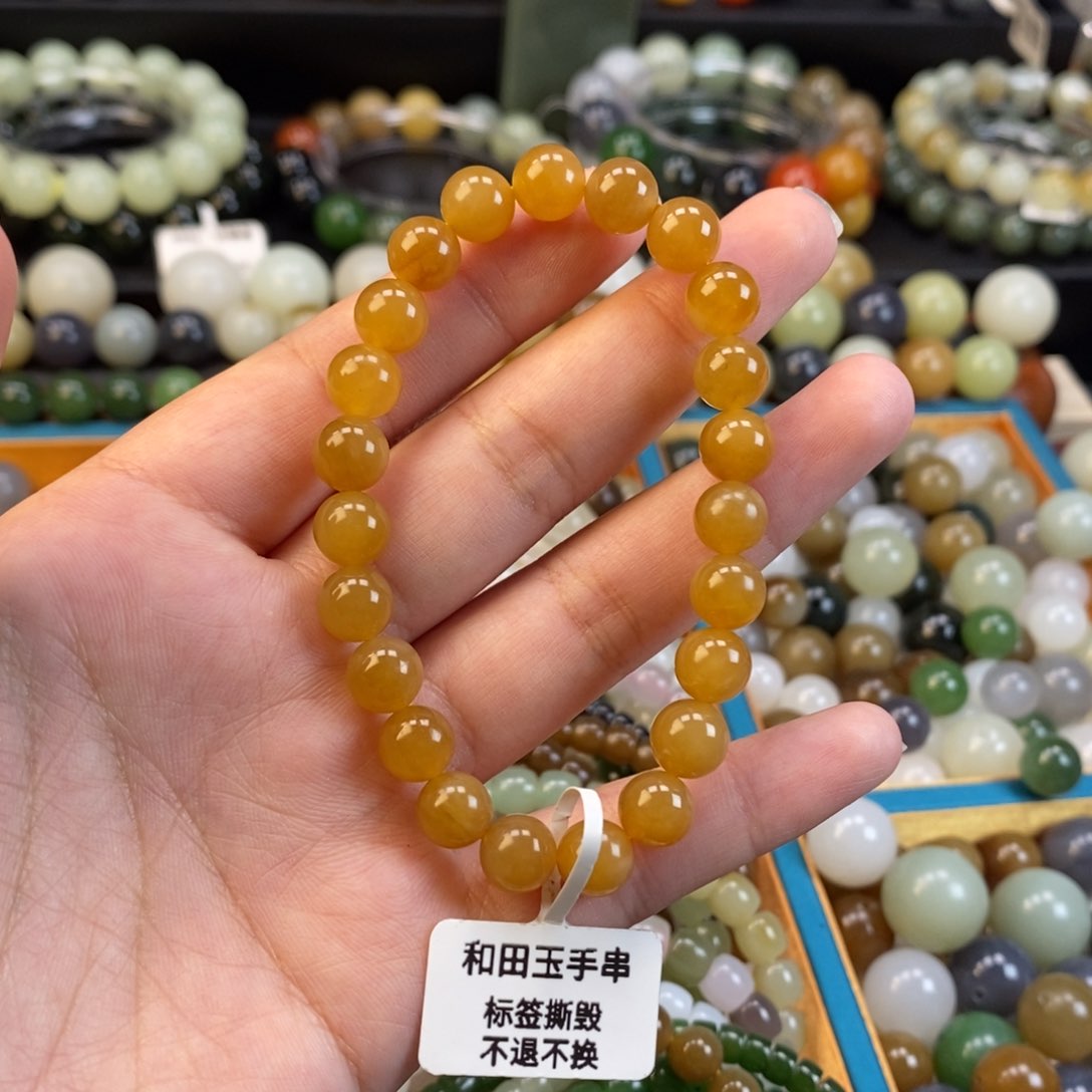和田玉手串未镶嵌还***名且末糖手串z 8