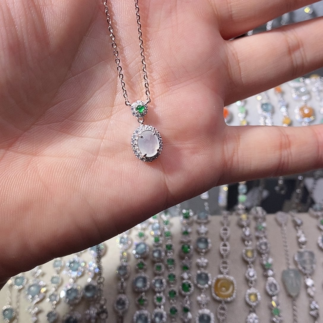 翡翠银S925镶嵌颈饰