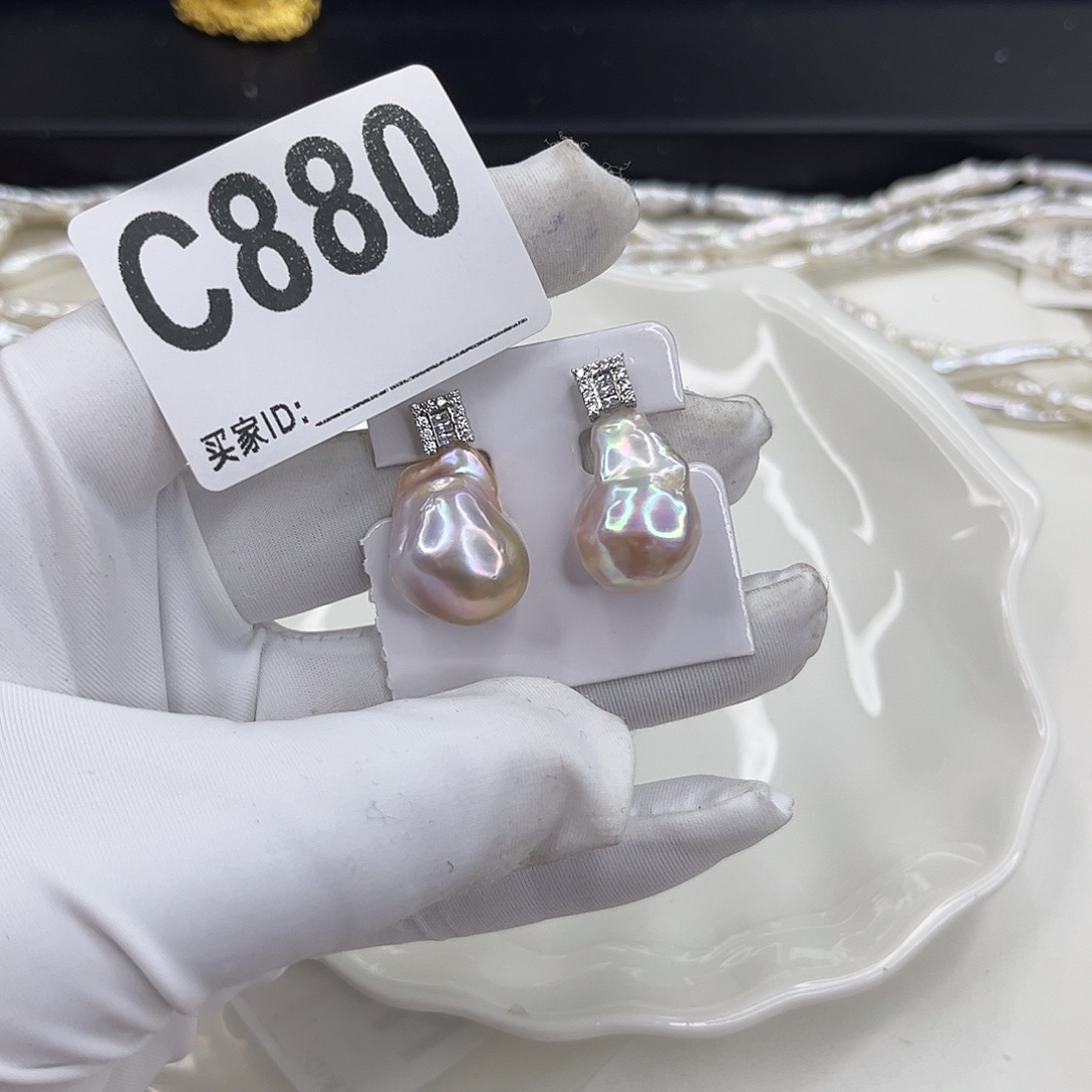 淡水珍珠合金耳饰