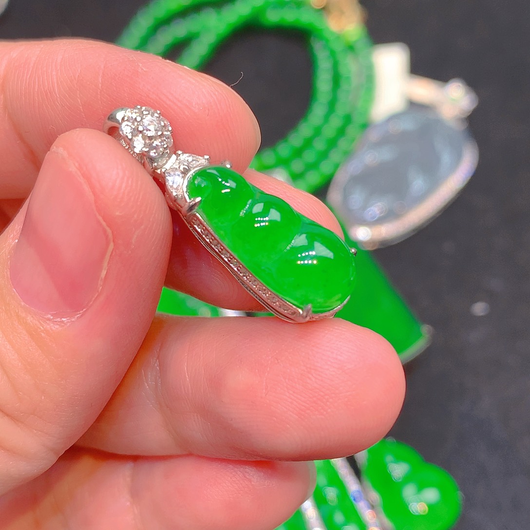 吊坠(不含链)银S925镶嵌翡翠翡翠