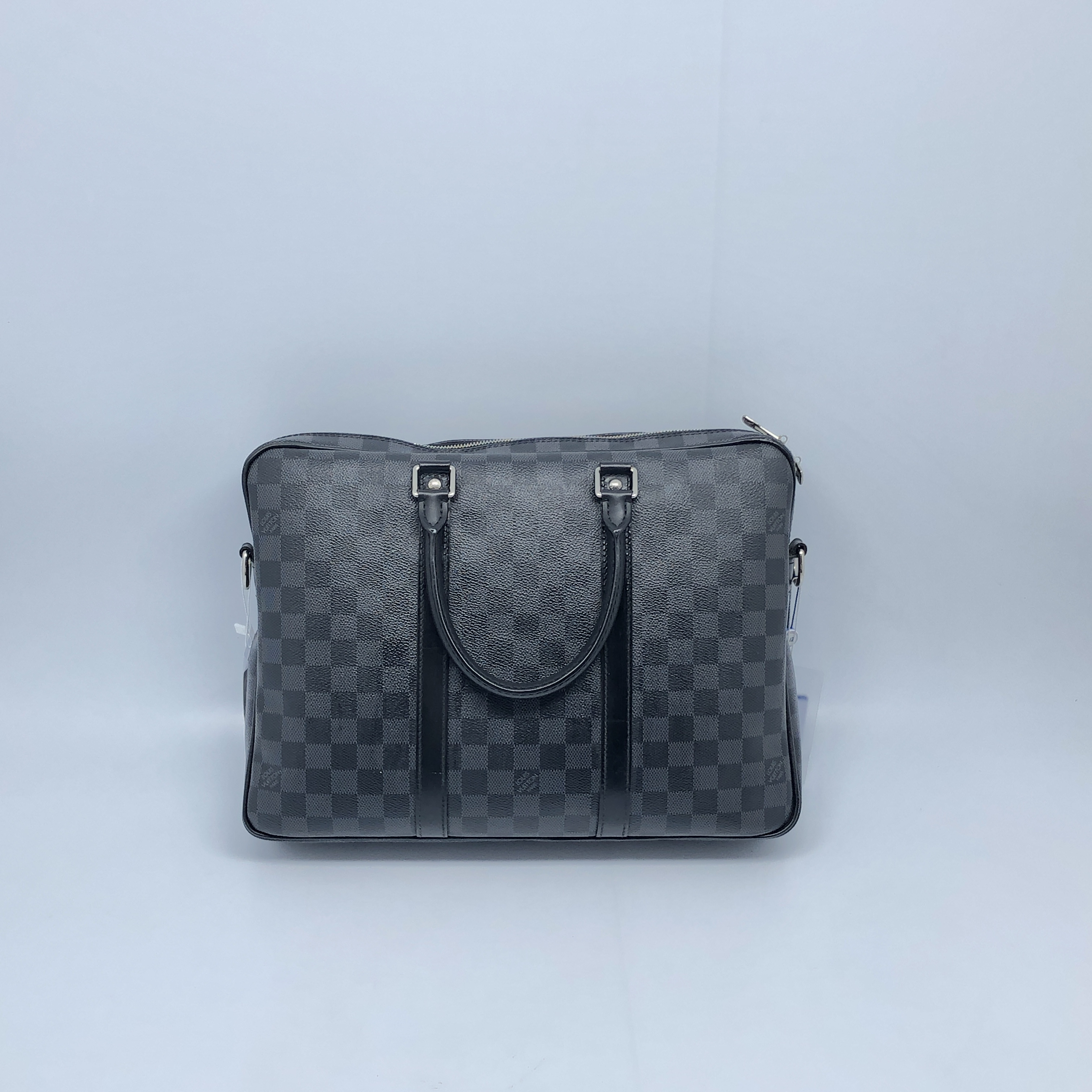 95新 LouisVuitton/路易威登 黑棋盘格手提包/2813号商务格子