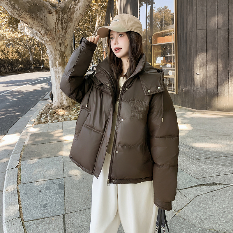 纯色连帽立领时尚防风棉服805