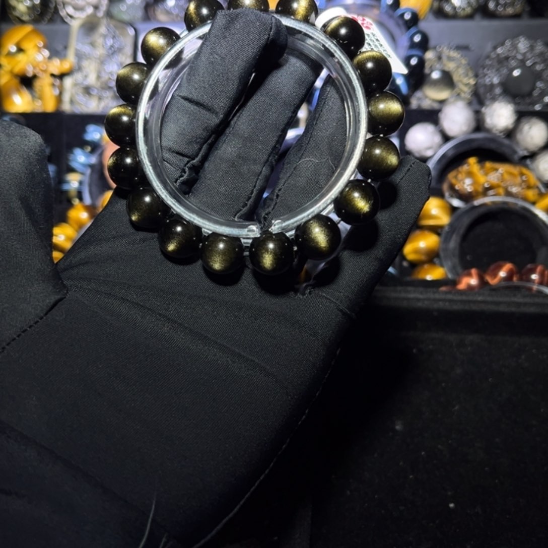 未镶嵌黑曜岩手链巳*金曜石12m