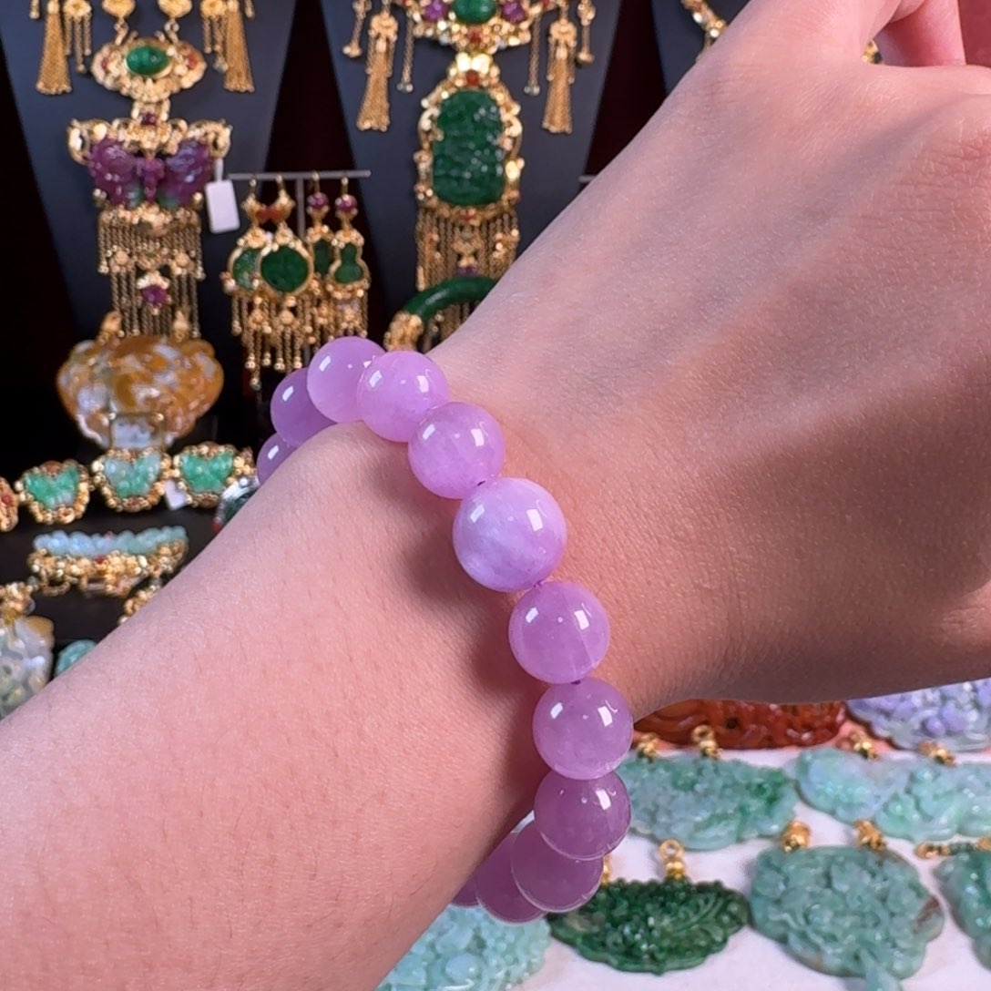 银S925镶嵌颈饰水晶紫锂辉手串 亏清