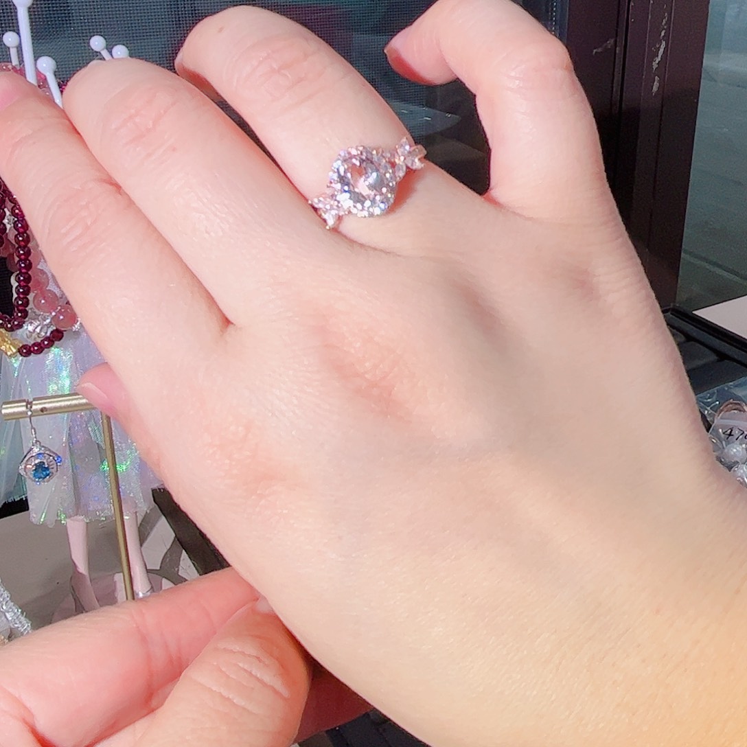 绿柱石戒指银S925镶嵌