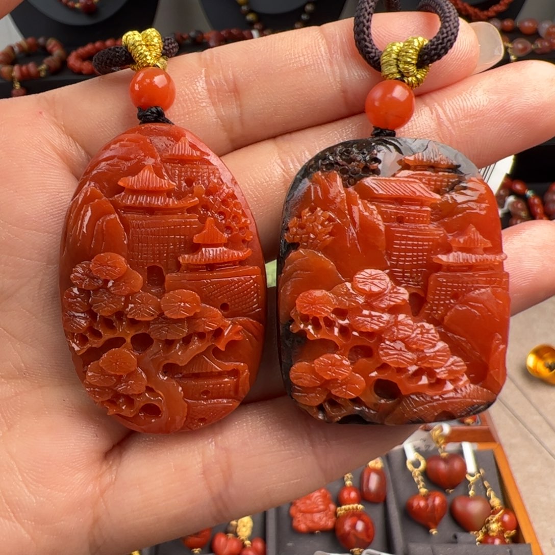 南红玛瑙未镶嵌保山山水吊坠42*28*15