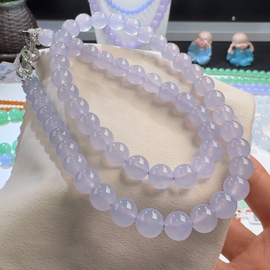 翡翠颈饰未镶嵌粉钢长串10mm