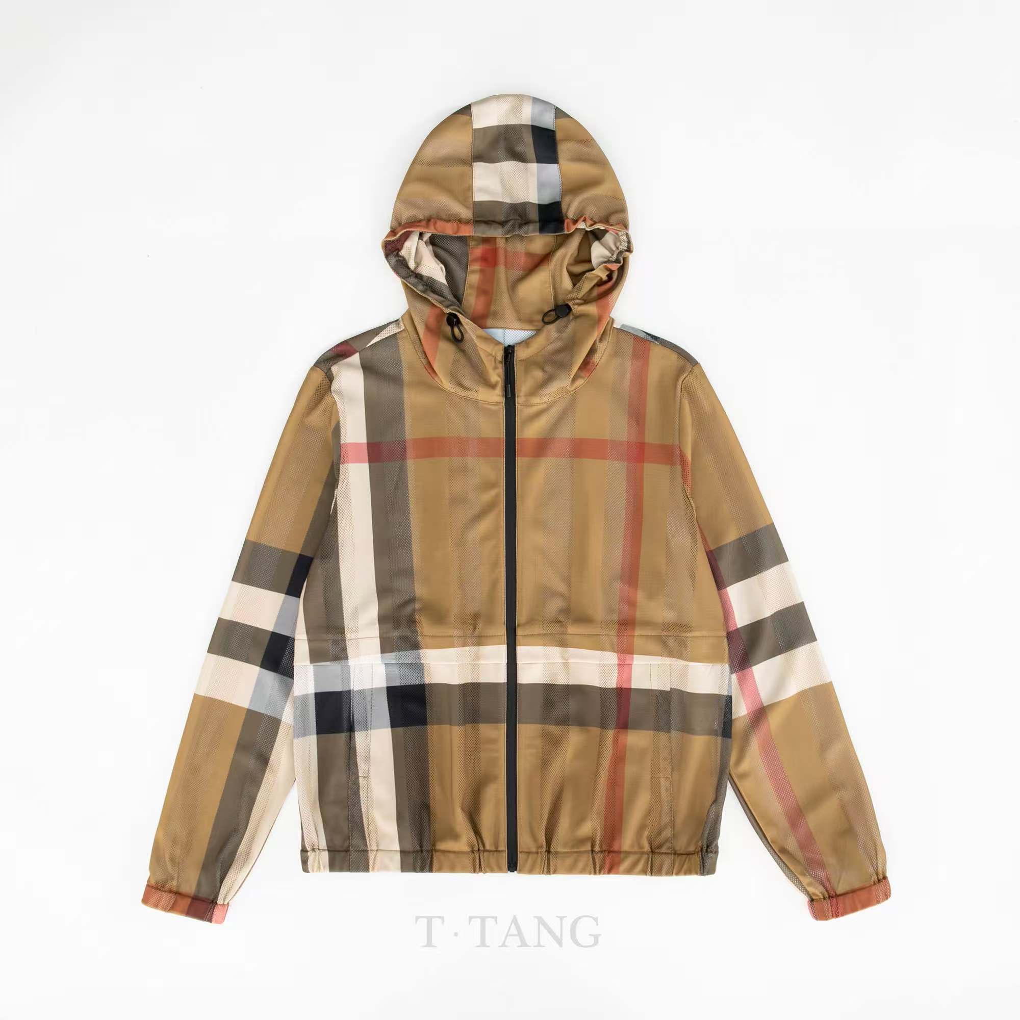 FL速干格子拉链修身连帽印花夹克休闲拼接女款外套【2986】