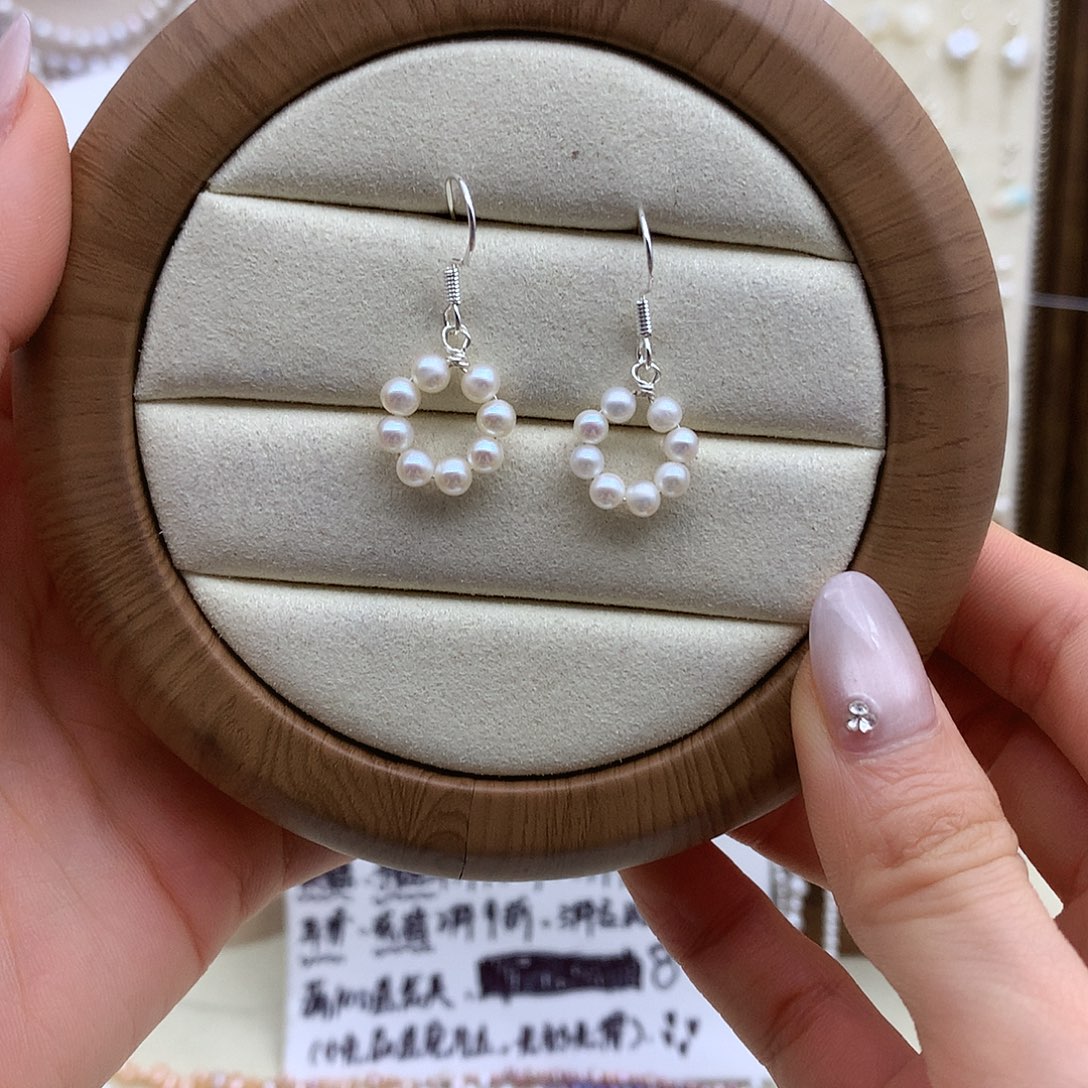 淡水珍珠耳饰银S925镶嵌