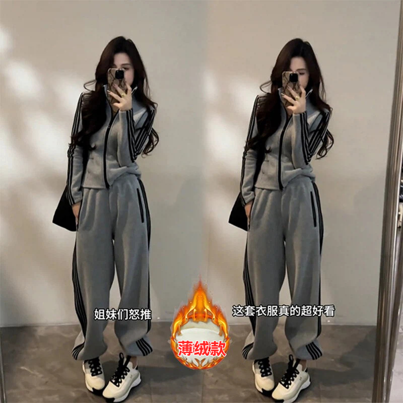 （在仓发货+运费险）604秋冬韩系慵懒风休闲立领外套阔腿裤两件套