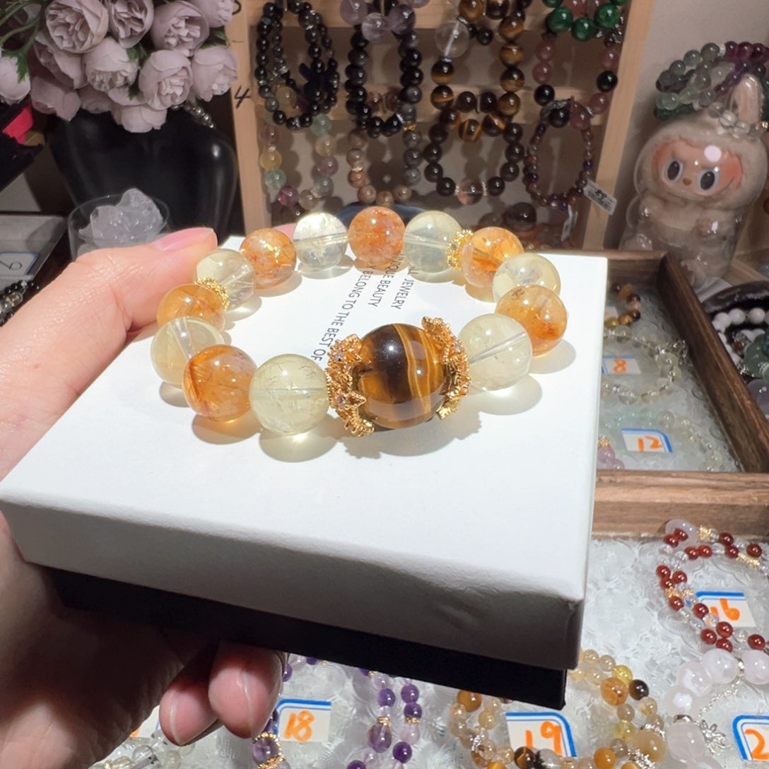 水晶手绳未镶嵌黄塔晶 柠檬晶