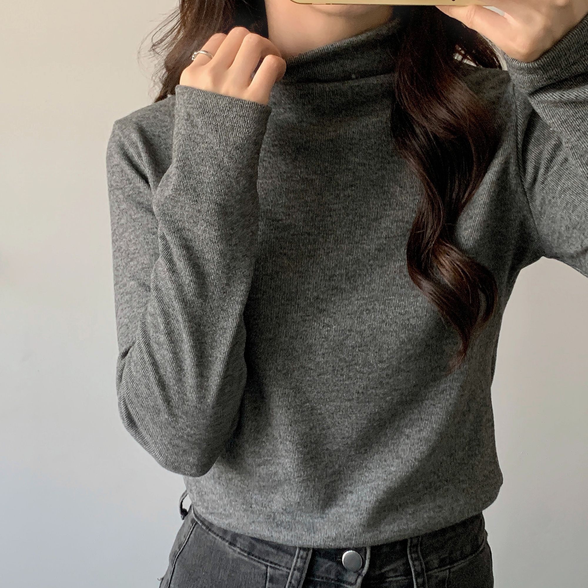 女冬装修身高领加绒纯色打底衫长袖T恤显瘦内搭套头韩版保暖上衣