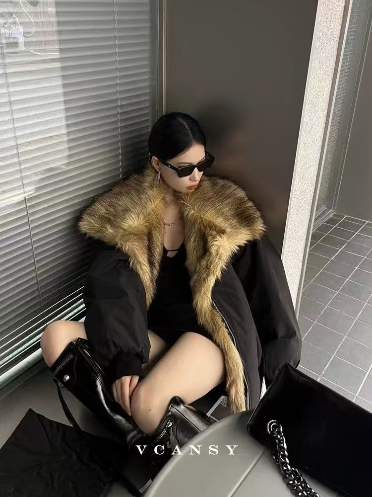 韩版冬款小众设计机车加厚外套女