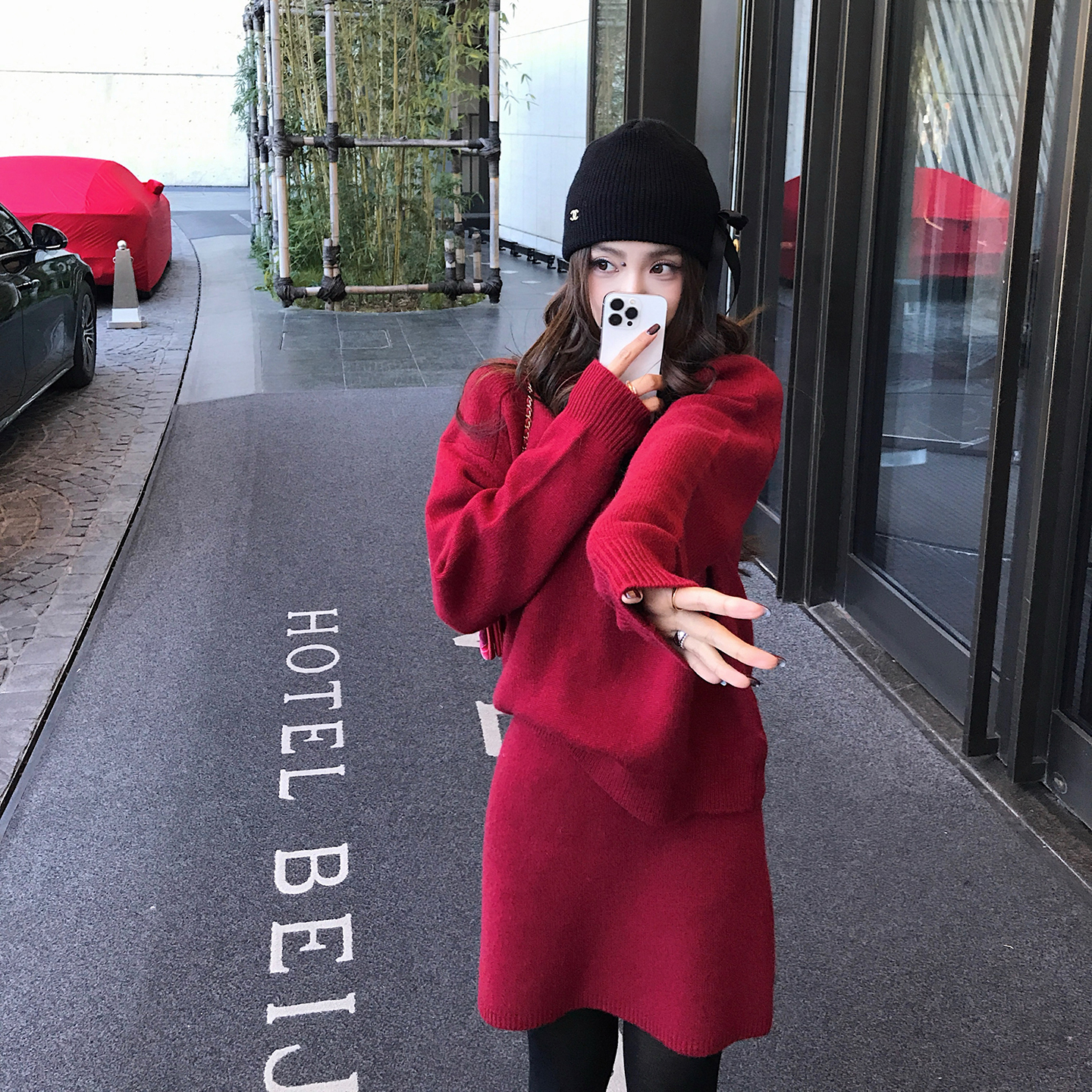 “智媛欧尼look”软糯细腻羊毛羊绒 千金老钱感精致针织-时尚套装