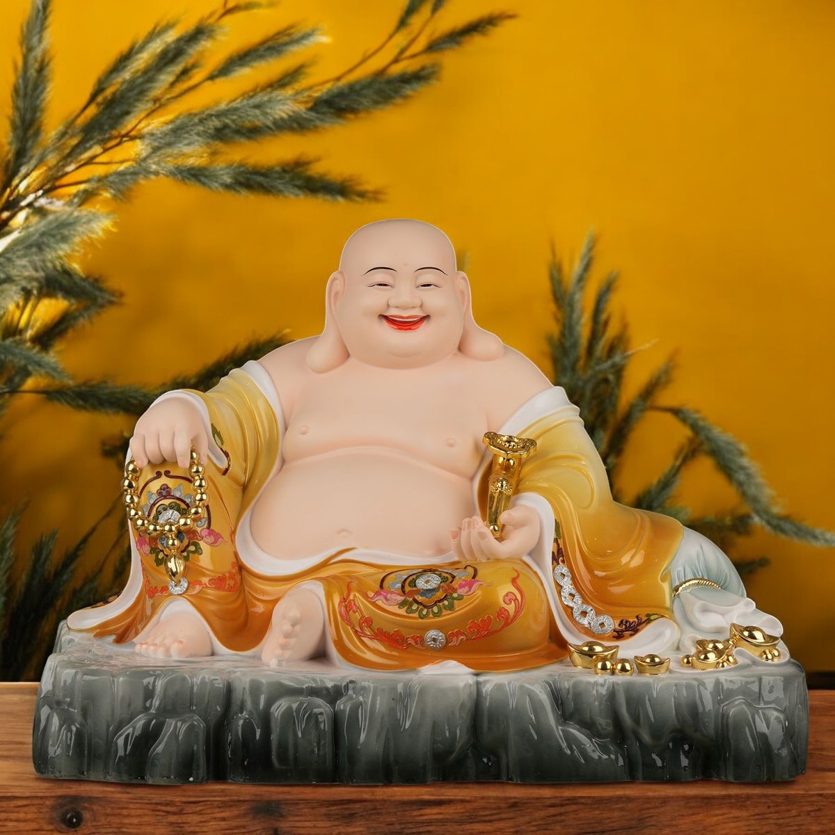 汉白玉弥勒佛摆件大肚笑佛家居工艺品客厅装饰家用禅意