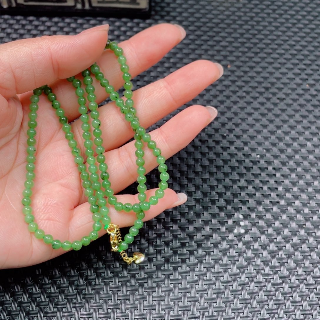 和田玉未镶嵌颈饰碧玉小米珠链