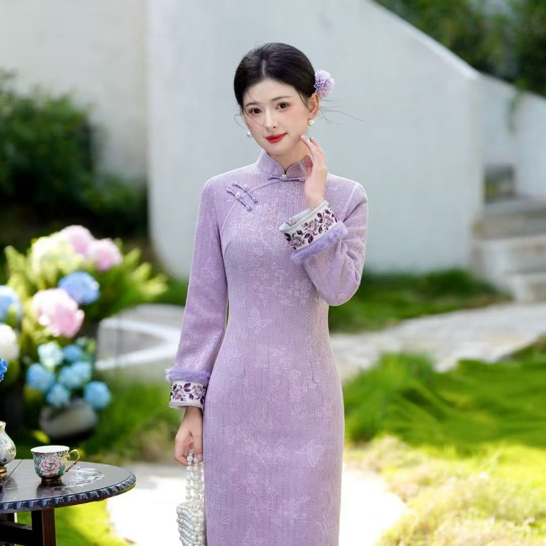 苏故里【碧落轻纱】文艺气质修身高端日常旗袍奢华气质衣长120