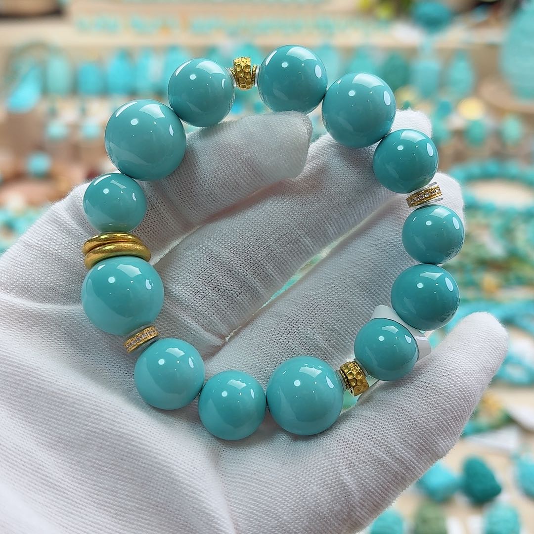 绿松石18K金镶嵌珠宝奇石