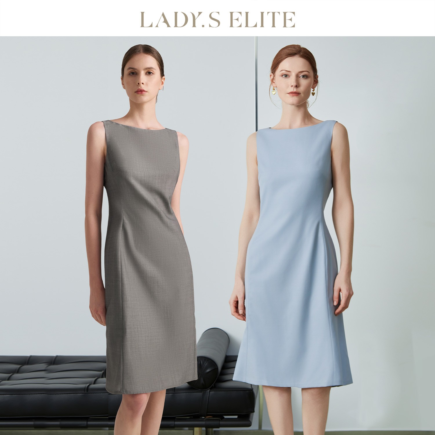 LadySElite【纸片人】格雷灰经典羊毛西装连衣裙女2025新款秋外套
