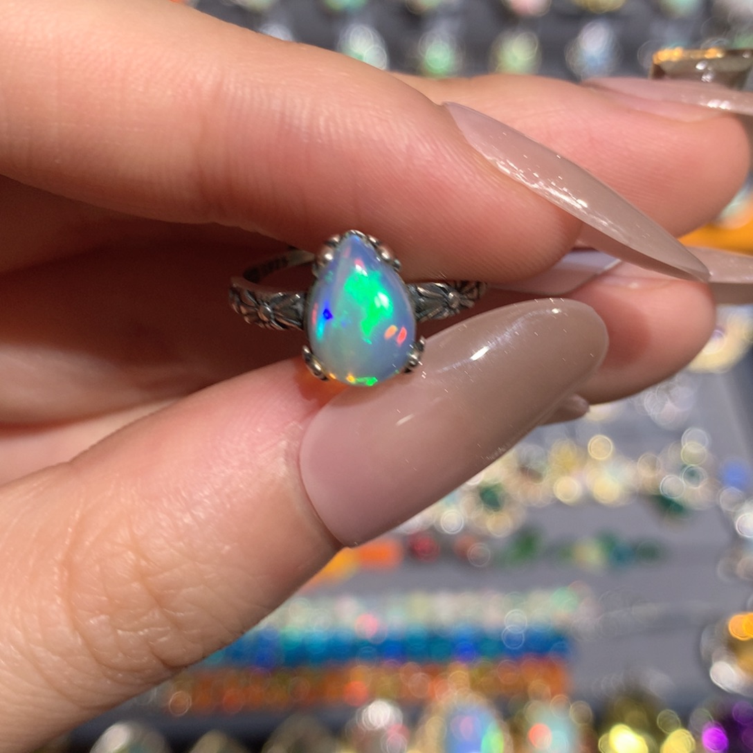 欧泊银S925镶嵌欧泊戒指f