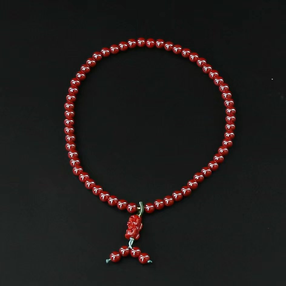 含辰砂工艺品AD376精品朱砂手串-（无礼盒）