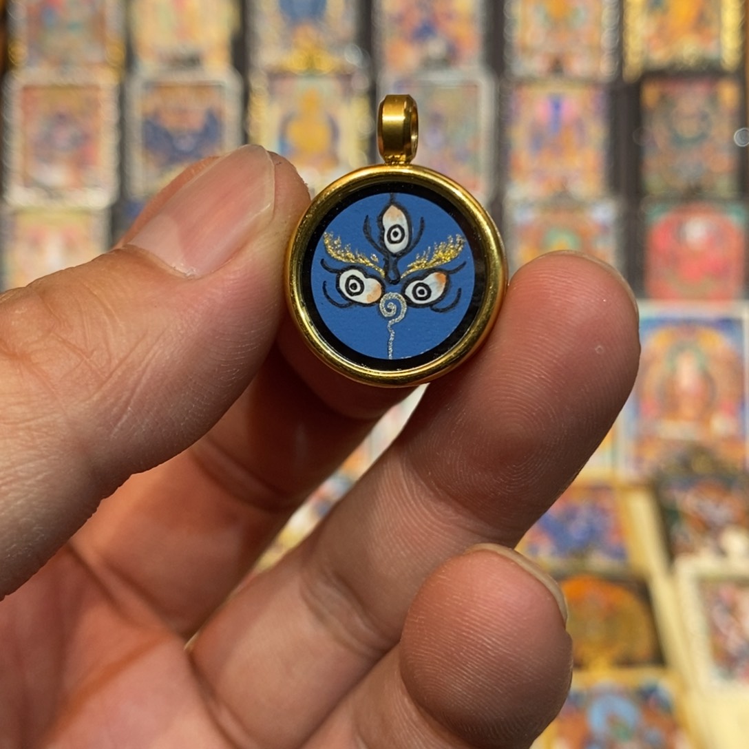 吊坠纯手绘唐卡黑老爷唐卡