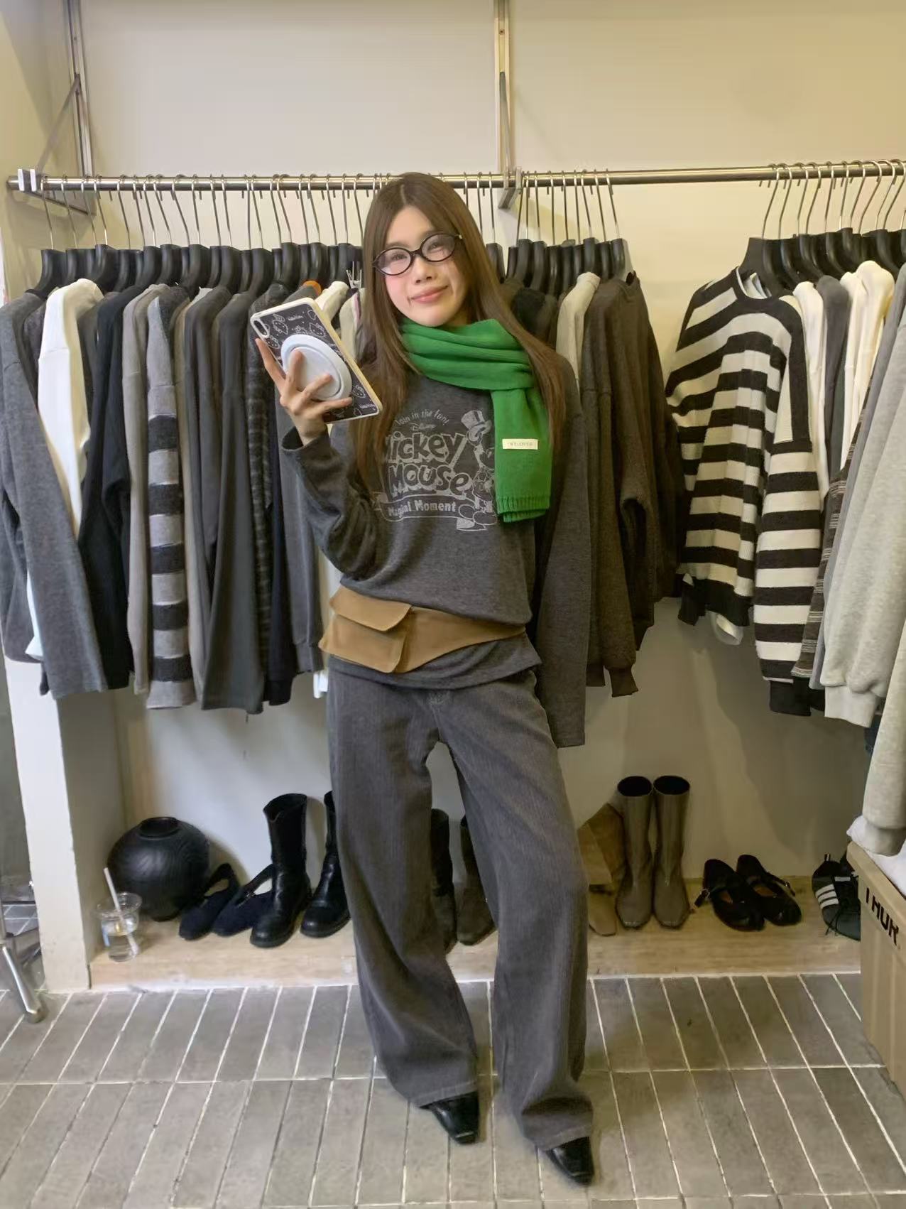 温柔瑶-Uncle Be冬季福利-趣味百搭卡通米奇长袖-88715