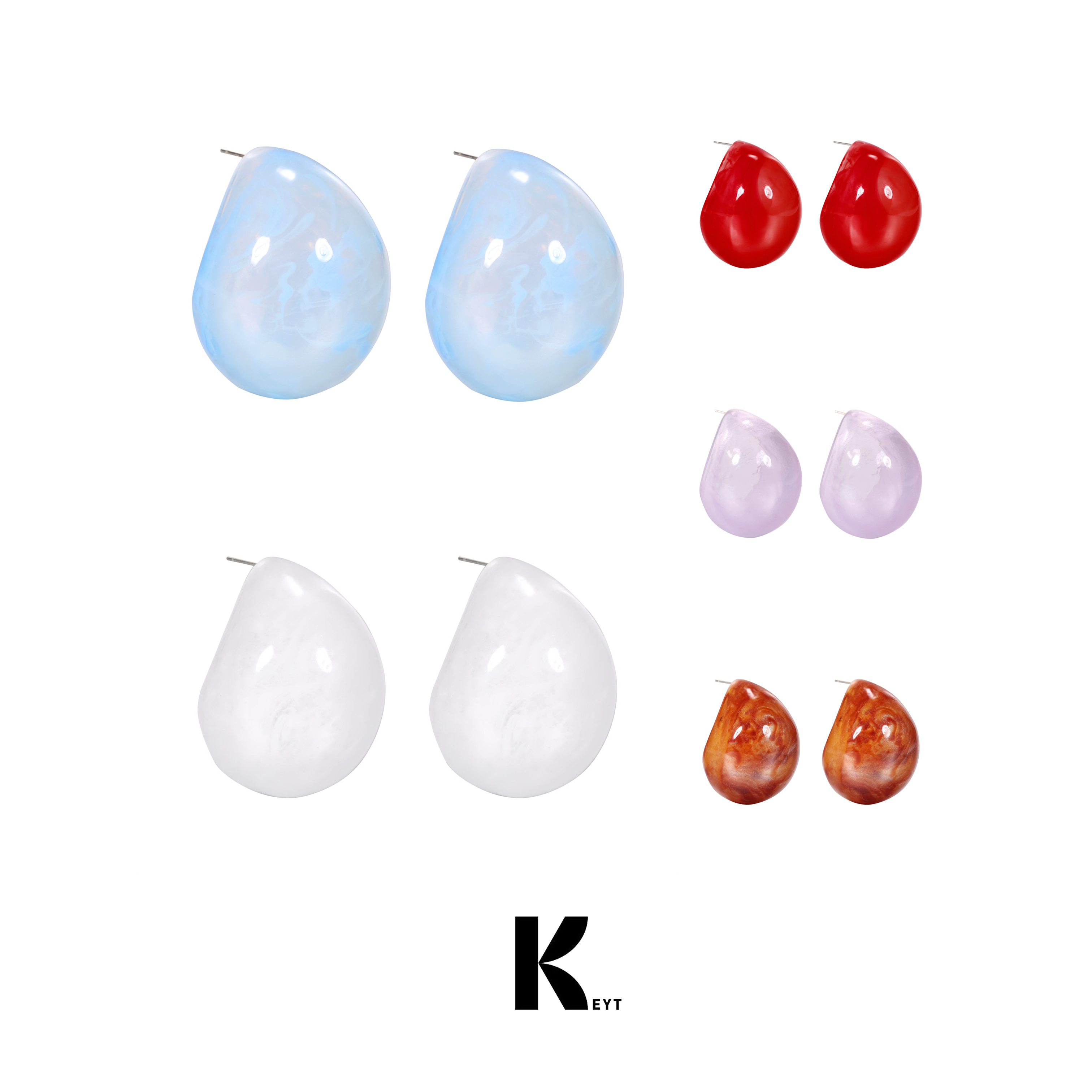 KEYT 铜合金树脂耳饰 五色造型泡泡水滴耳饰A127