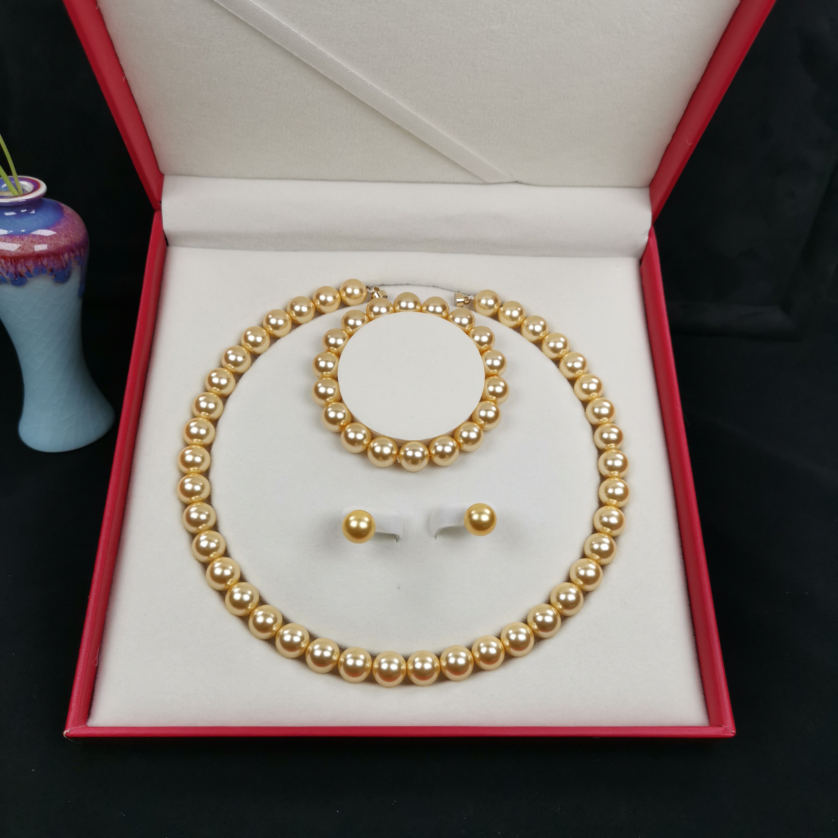 非金属仿珍珠吊坠 悦悦珠宝-贝珠套装项链手链1w03