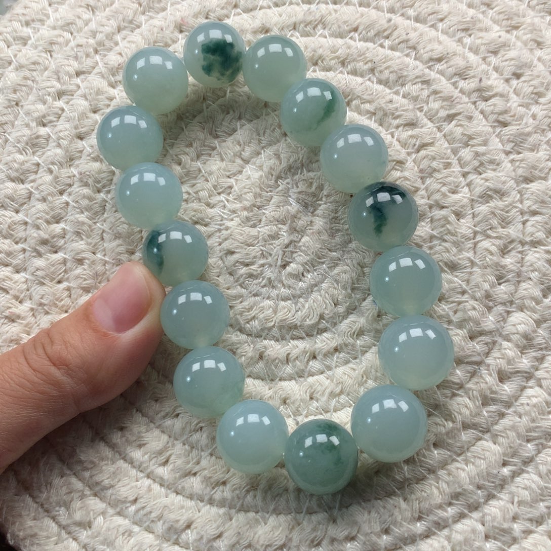 翡翠未镶嵌颈饰天然翡翠卡13.7一14.1手串定金