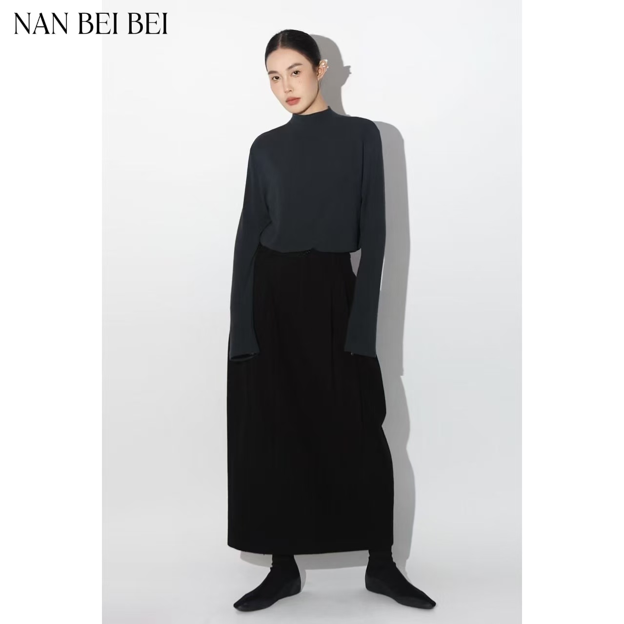 NanBeiBei'日系半裙’秋冬重工立裁双褶半身裙 705