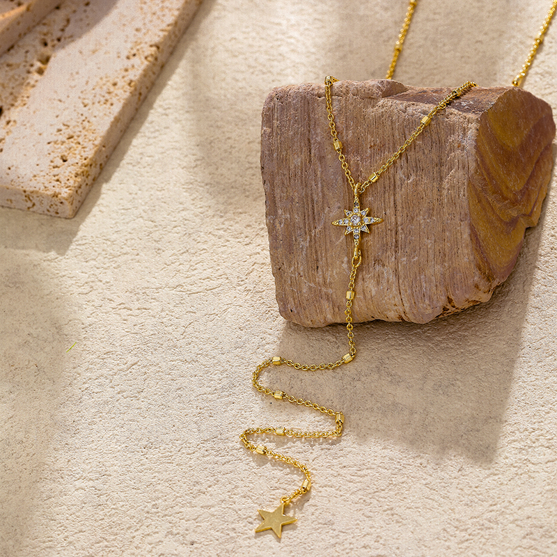 铜合金合成锆石项链 小众n1090项链