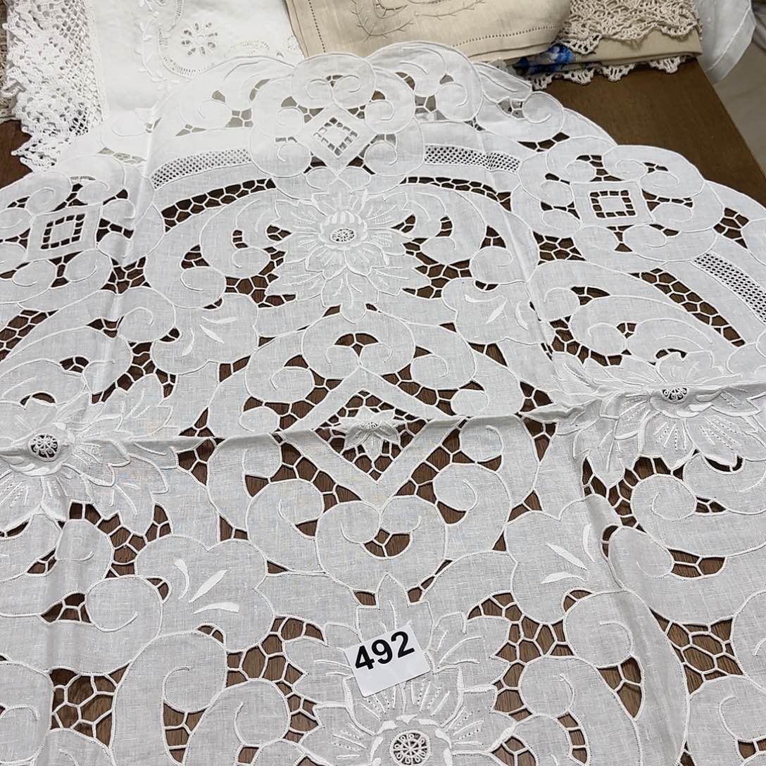 亚麻手工亚麻手绣82厘米的圆492