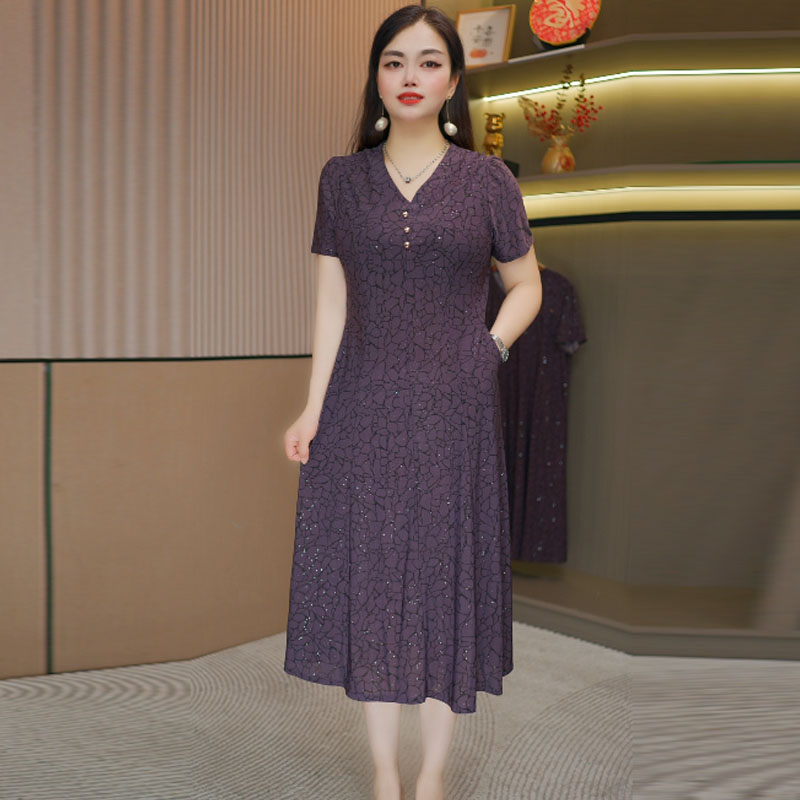 中年妈妈夏装高贵洋气连衣裙女士2025新款夏季遮肚子显瘦裙子
