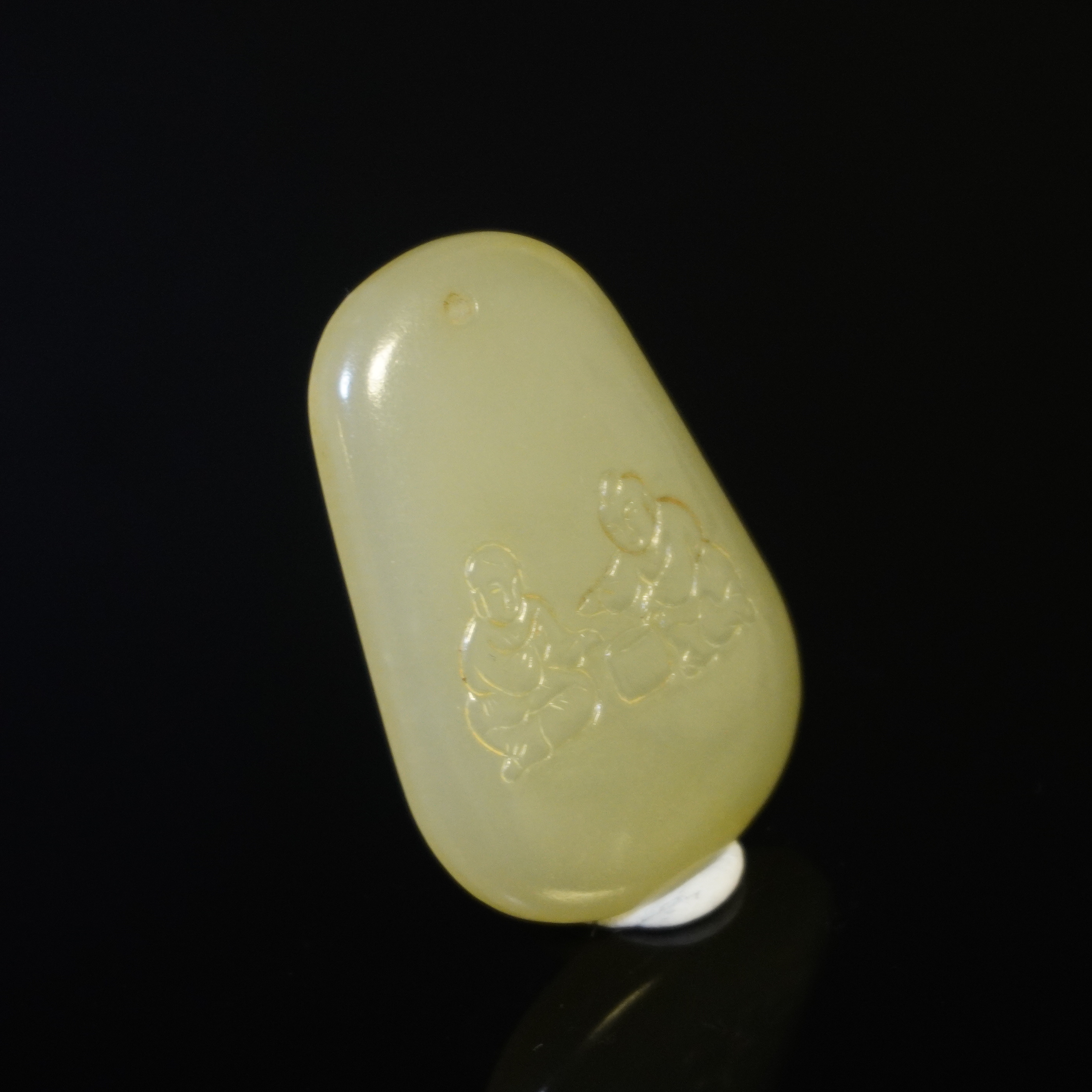 20世纪和田玉刻花玉壁/HY032218/金玉良缘/槐荫山房