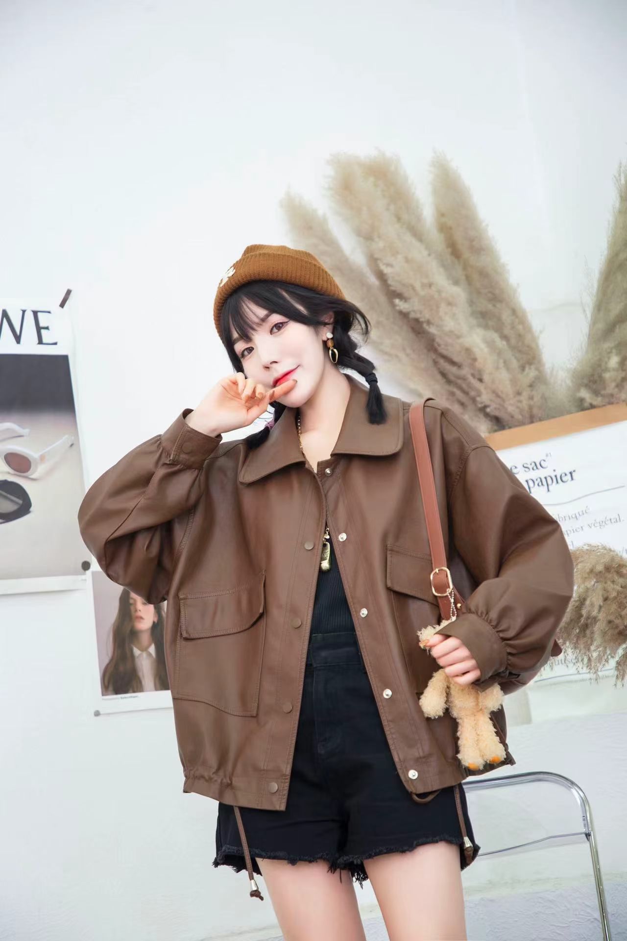 秋冬皮夹克复古女士皮衣洋气短款潮流2025新款大码百搭漂亮6609