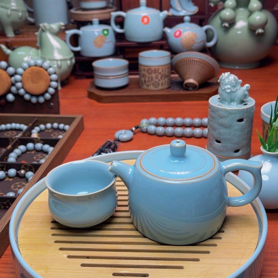 【闪购商品】摆件陶汝州单壶，壶，杯，原产地，珠