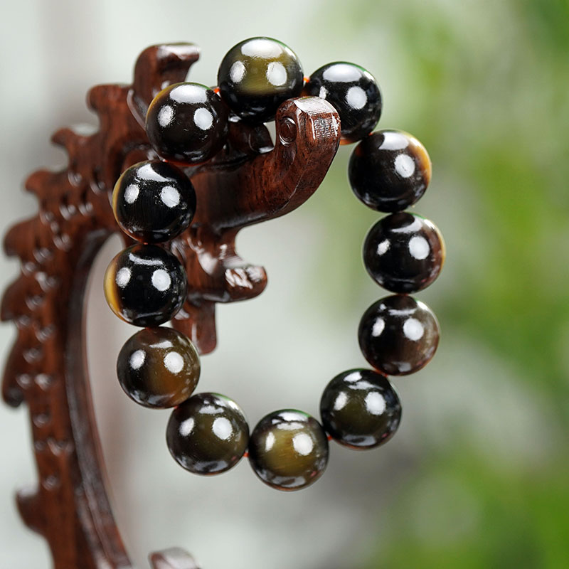   天然黑驴蹄半玉化黑色手链手持脖挂手串单圈