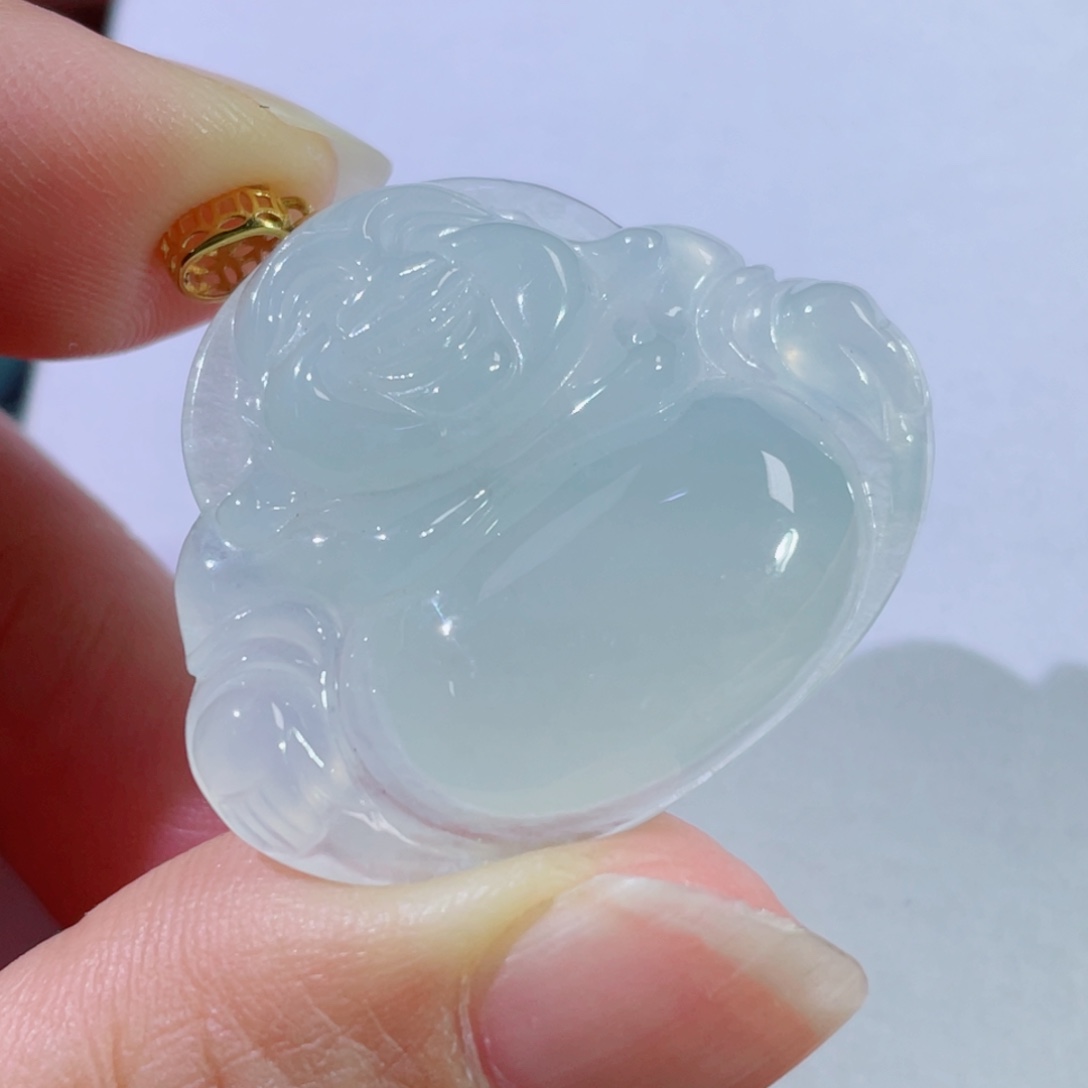 翡翠颈饰18K金镶嵌佛公