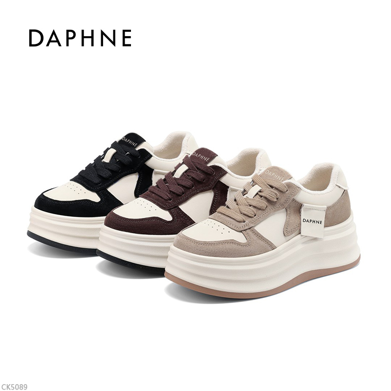 达芙妮厚底休闲鞋女2026春季新款拼色松糕鞋百搭运动鞋软底板鞋L