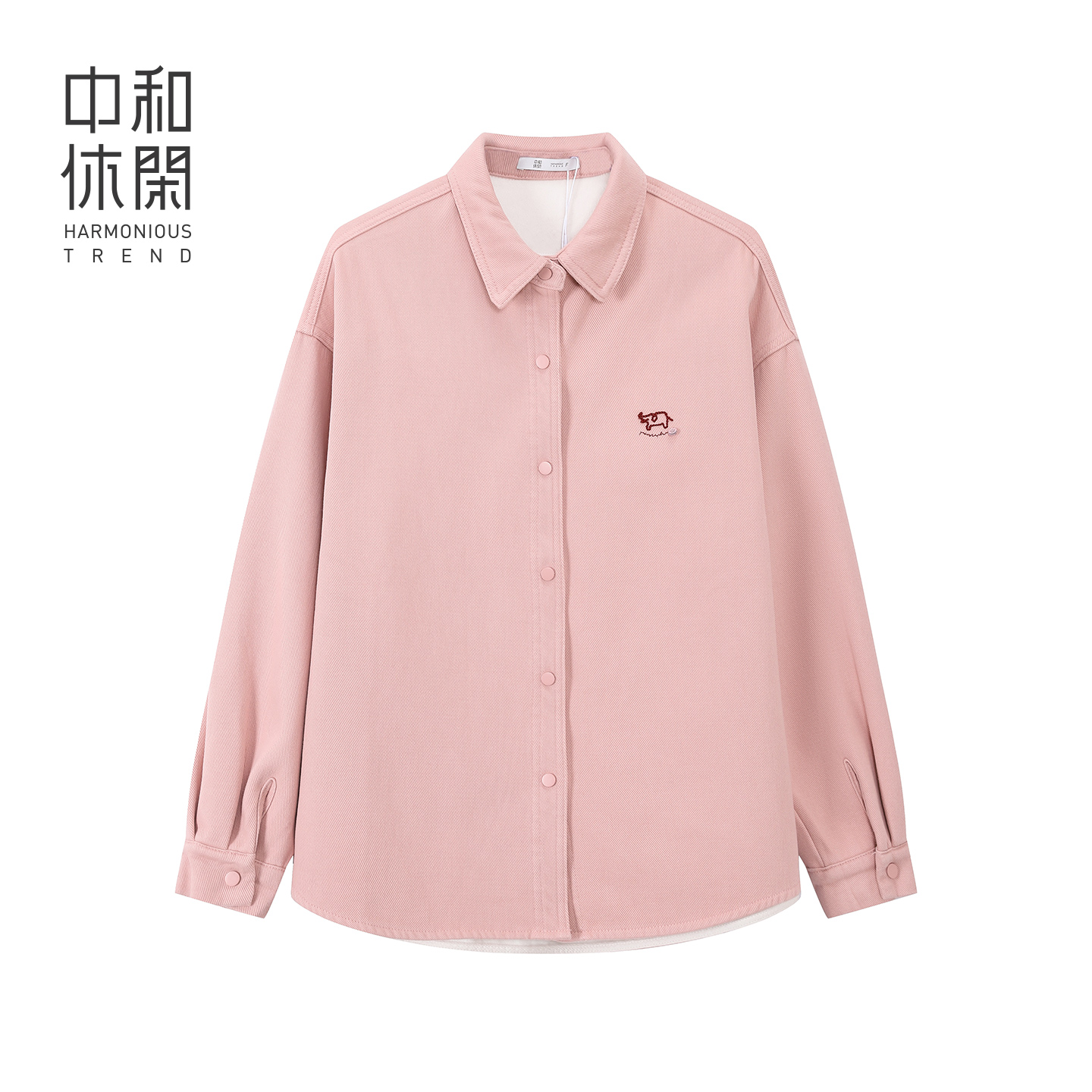 中和休闲宽松翻领加厚衬衫女25冬新款内里加绒保暖外套H64176711