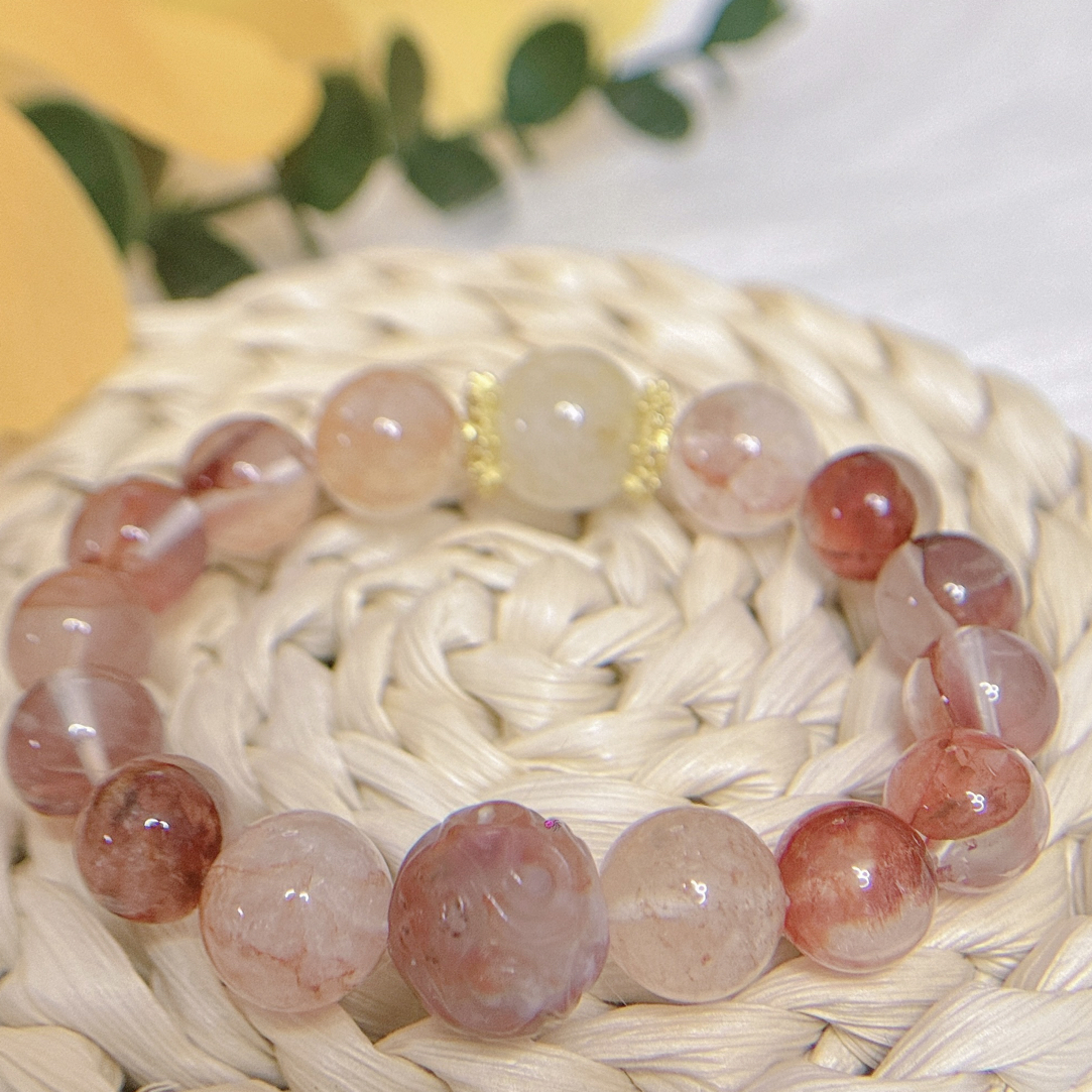 【胭脂】天然红胶花水晶手链 轻奢高级 温柔显白 2025新款小众设计