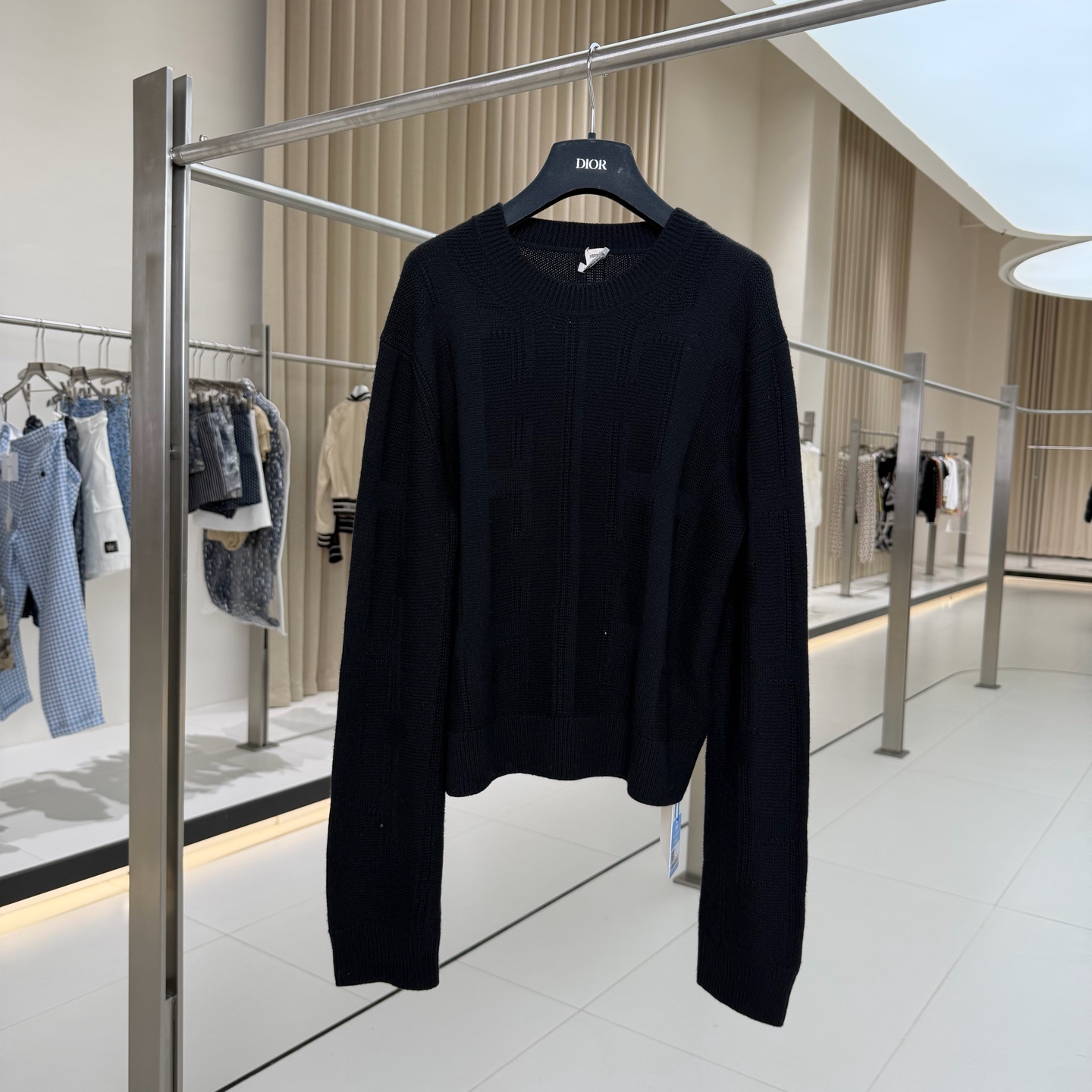 99新 Hermes/爱马仕 黑色H满印羊毛针织毛衣 38码 GM005877