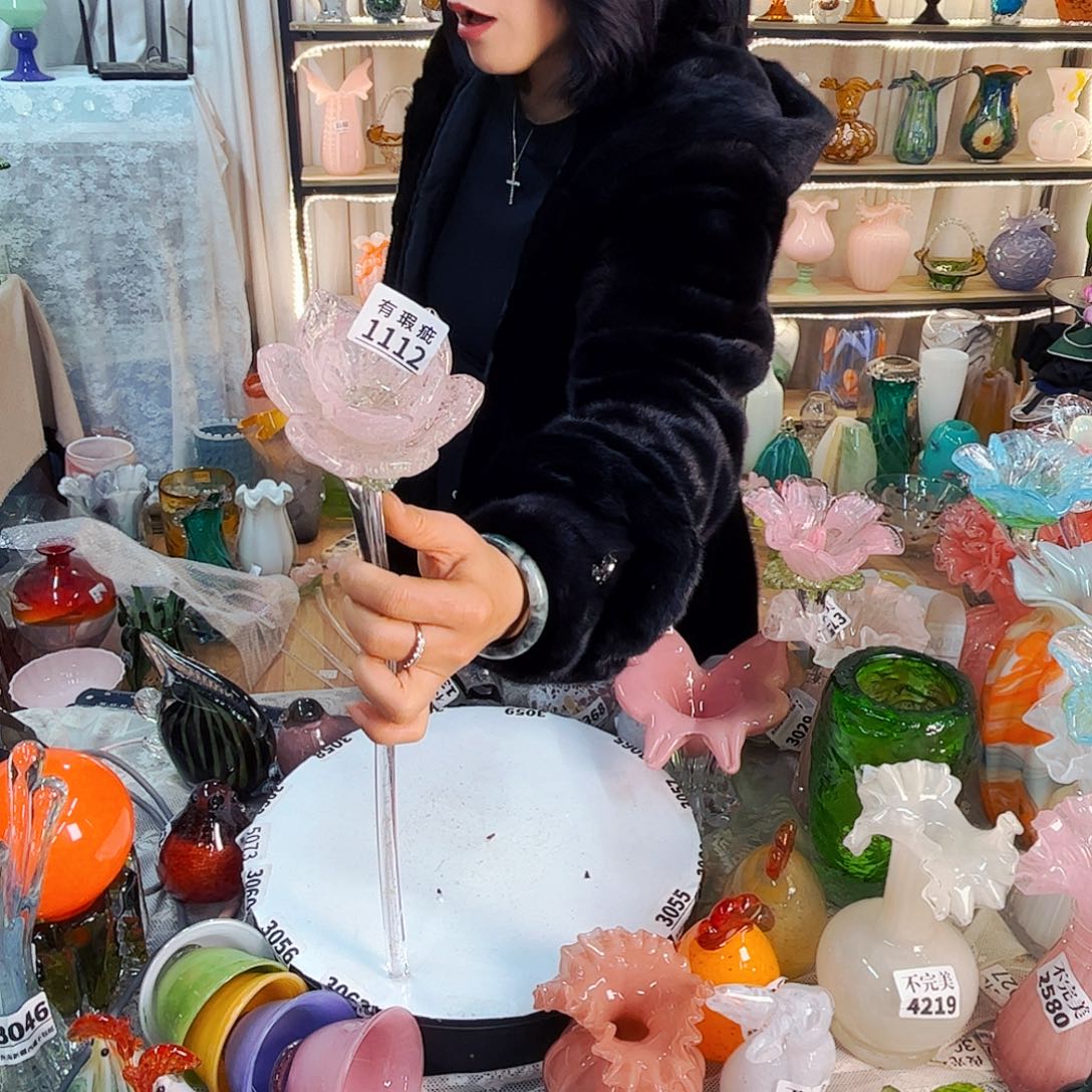 夜光荷花1112 家悦美居琉璃摆件瑕疵